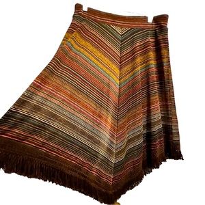 New Directions handkerchief skirt fringe asymmetric hem rich fall colors